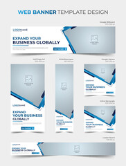 Digital marketing agency web banner design template, modern web  ad set template