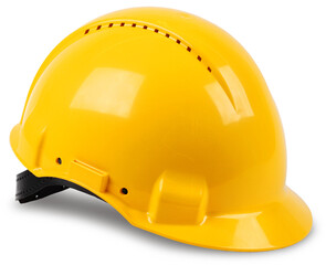 Modern yellow hard hat protective safety helmet with drop shadow isolated - obrazy, fototapety, plakaty