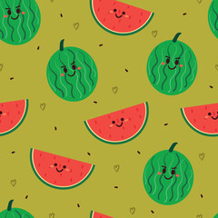 seamless pattern cartoon fruit character. cute fruit character for kids, textile, gift wrap paper