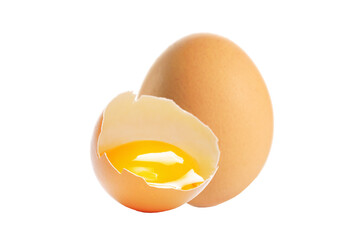 Broken and a whole raw egg
