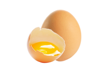 Broken and a whole raw egg