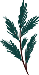 Floral branch and leaf decorative element, clipart natural illustration