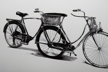 Naklejka na ściany i meble Vintage bicycle line art