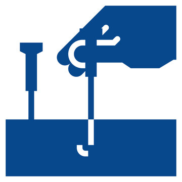 blue hand screwing bolt into surface clip art preview