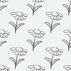 black and white seamless background of flowers