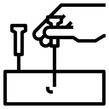 hand screwing nail into wood clip art preview