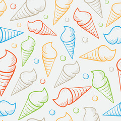 Seamless pattern with hand drawn ice creams