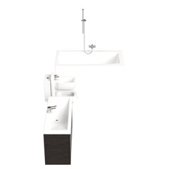 3d rendering illustration of bathroom elements