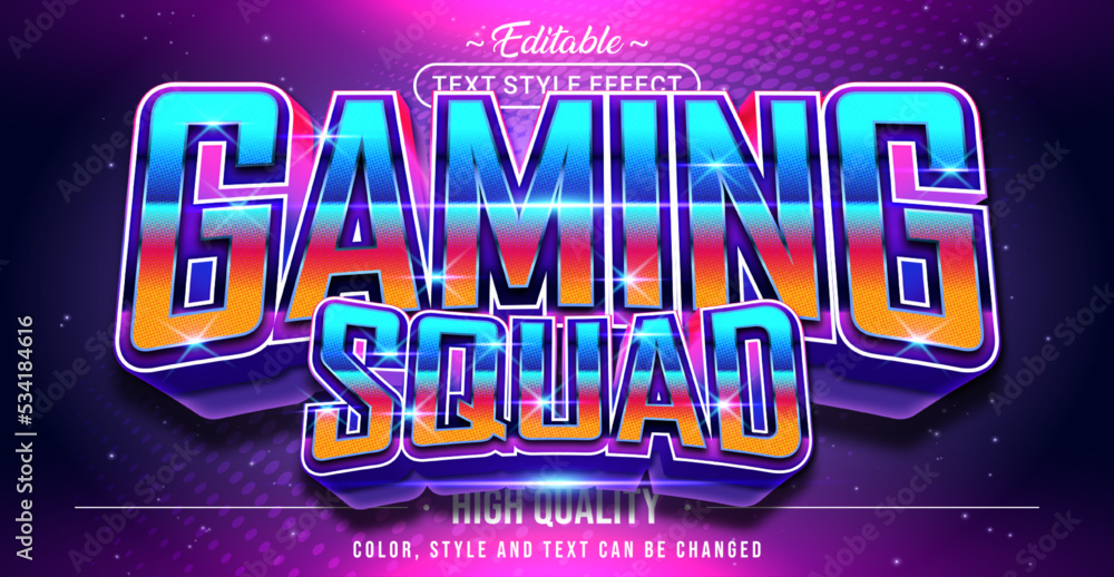 Poster Editable text style effect - Gaming Squad text style theme.