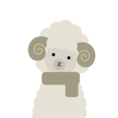 マフラーを巻いた羊のイラスト