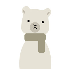 マフラーを巻いたシロクマのイラスト