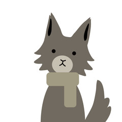 マフラーを巻いた狼のイラスト