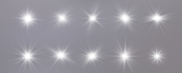 Star glow light effect. Bright particles, light shine. Stars.
