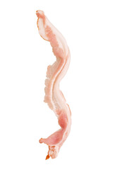piece of raw smoked bacon isolated on white