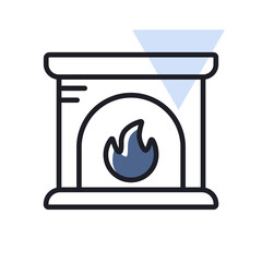 Fireplace vector isolated icon. Winter sign