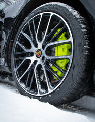 car wheel with snow