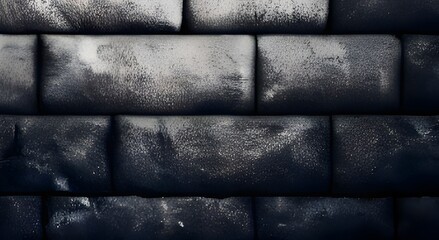 Vintage Black wash brick wall texture for design. Panoramic background for your text or image.