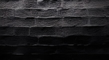 Obraz premium Vintage Black wash brick wall texture for design. Panoramic background for your text or image.