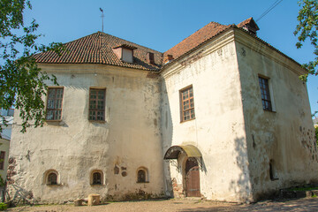 Neglected and disused Gothic building of the former Saint Hyacinth's Church with wrought iron railings built in the 16th century in the town of Vyborg in Leningrad Oblast, Russia