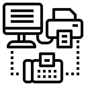 computer printer fax machine connection clip art preview