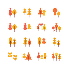 Yellow Tree flat Illustration set