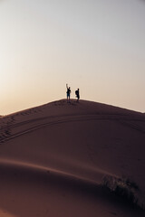 morocco dunes with low sun sunset sand travel sahara desert with orange colour 