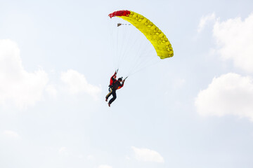 Skydiver flies through the air