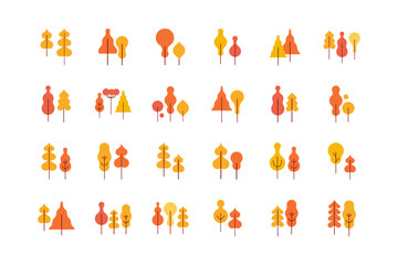 Yellow Tree flat Illustration set