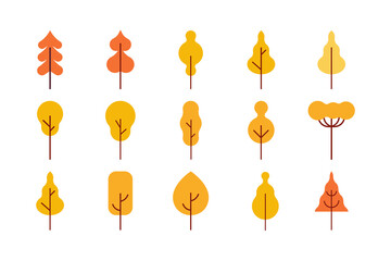 Yellow Tree flat Illustration set
