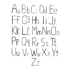 Alphabet hand drawing paint ink art brush texture strong letter.