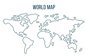 World map vector contour. World map isolated illustration.