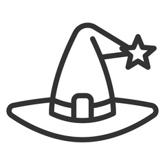 Wizard Hat - icon, illustration on white background, outline style