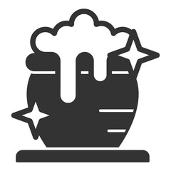 Pot with magic porridge - icon, illustration on white background, glyph style