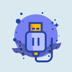 Usb stick flat illustration. Flash disc signs vector illustration.