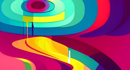 Obraz premium Colorful abstract geometric pattern design in retro style.