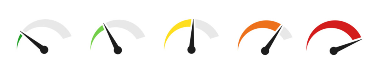 Speedometer simple icon set. Indicator concept