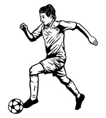 Soccer player running with the ball - Out line