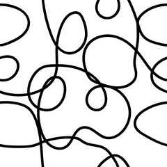 Doodle seamless black and white pattern