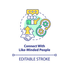 Connect with like-minded people concept icon. Networking. Common interests community abstract idea thin line illustration. Isolated outline drawing. Editable stroke. Arial, Myriad Pro-Bold fonts used