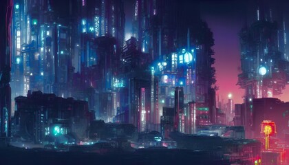 Obraz na płótnie Canvas A cyberpunk cityscape