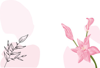 Abstract art background vector. Luxury minimal style wallpaper with lily Flower Vector background for banner, poster, Web and packaging.