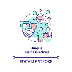 Unique business advice concept icon. Expert help. Mentoring. Networking profit abstract idea thin line illustration. Isolated outline drawing. Editable stroke. Arial, Myriad Pro-Bold fonts used