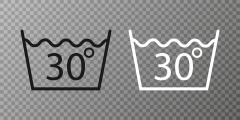 Machine wash cold 30, washing icon. Vector illustration, flat design