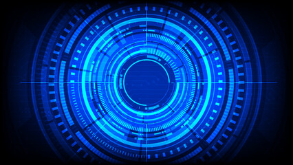 Vector abstract technology circle circuit board blue innovation concept. Hi tech background.
