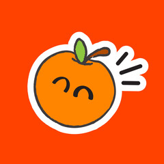 Cute Hand Drawn Happy Fruit - Orange Vector Illustration