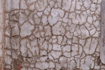 Cracked white wall texture and background with brown lines everywhere