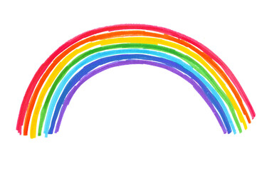 Felt pen childlike drawing of rainbow