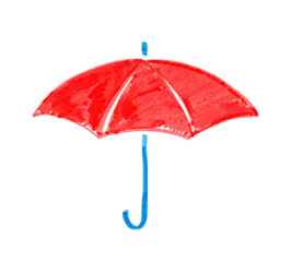Felt pen childlike drawing of umbrella