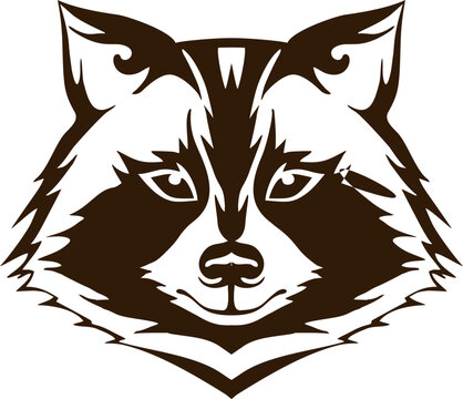 recommend clip art: Portrait of a raccoon head. Monochrome linear paint drawn raccoon vector illustration. Raccoon head logo and icon, clip art vector