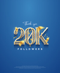 20K thank you followers, elegant design for social media post banner poster.